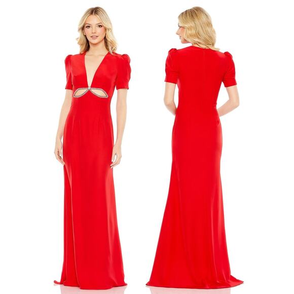 IEENA for Mac Duggal Dresses & Skirts - IEENA for Mac Duggal A2630 Dress Embellished Puff Sleeve Evening Formal Sz 0